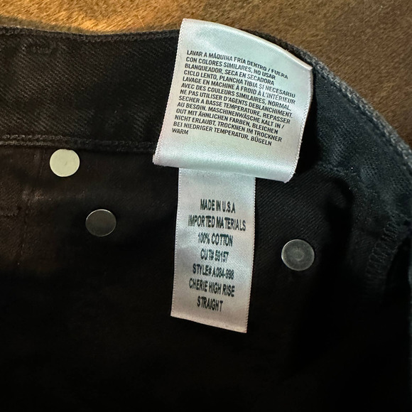 Agolde Cherie High Rise Straight Jeans Black 25x31 Busted Knee Rigid Raw Hem - Picture 10 of 12